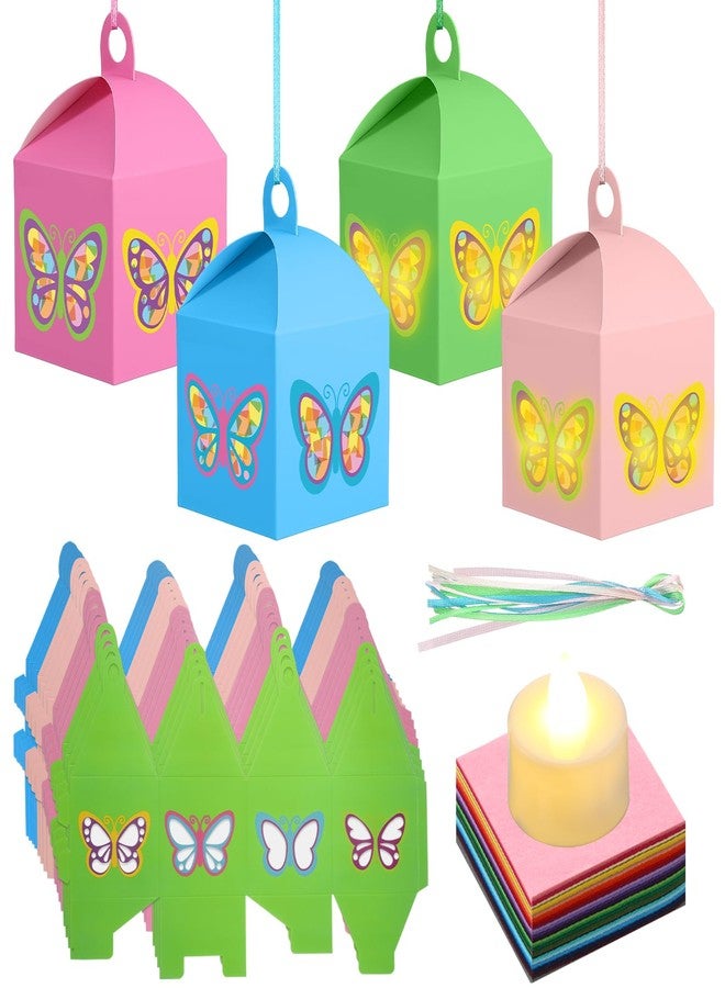 مجموعة سيمجوينج المكونة من 12 مجموعة من أشغال يدوية على شكل فراشات مع أضواء LED، ومجموعات أشغال يدوية من ورق المناديل على شكل فراشات، ومجموعات فوانيس معلقة يمكنك صنعها بنفسك لتزيين النوافذ، وهدايا حفلات الربيع، وأنشطة فنية. - Image 1